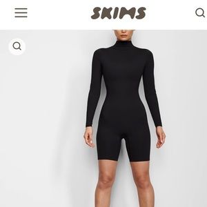 SKIMS All in One Long Sleeve Mid Thigh Onesie Bodysuit